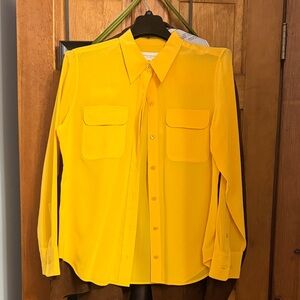 Equipment Bright Yellow Button-Up Silk Blouse